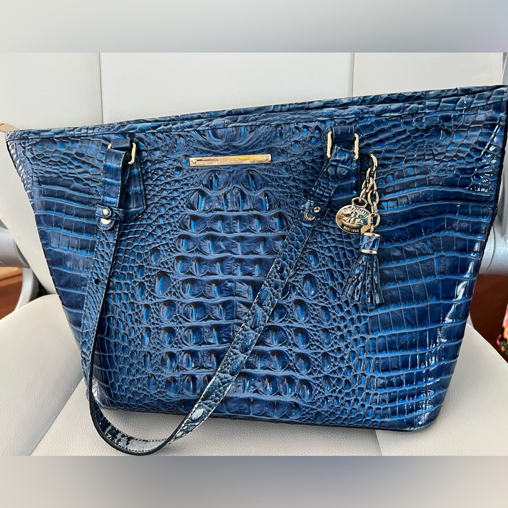 Brahmin Tote Purse Blue Leather - FAST SHIPPER